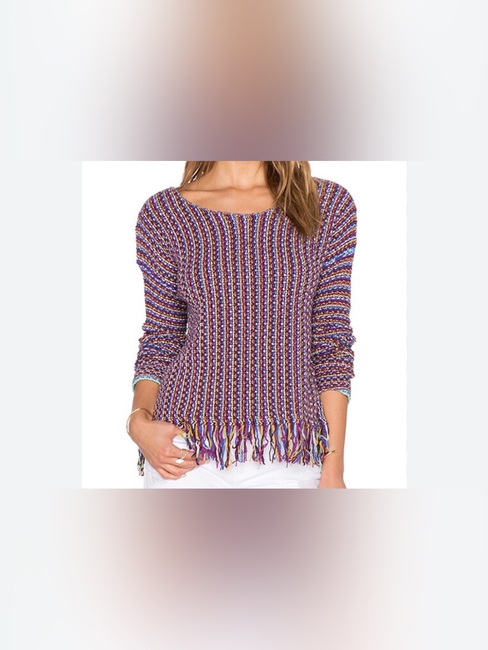 Tigerlily Filip Knit Sweater in Multi with Fringe Size: M NWT